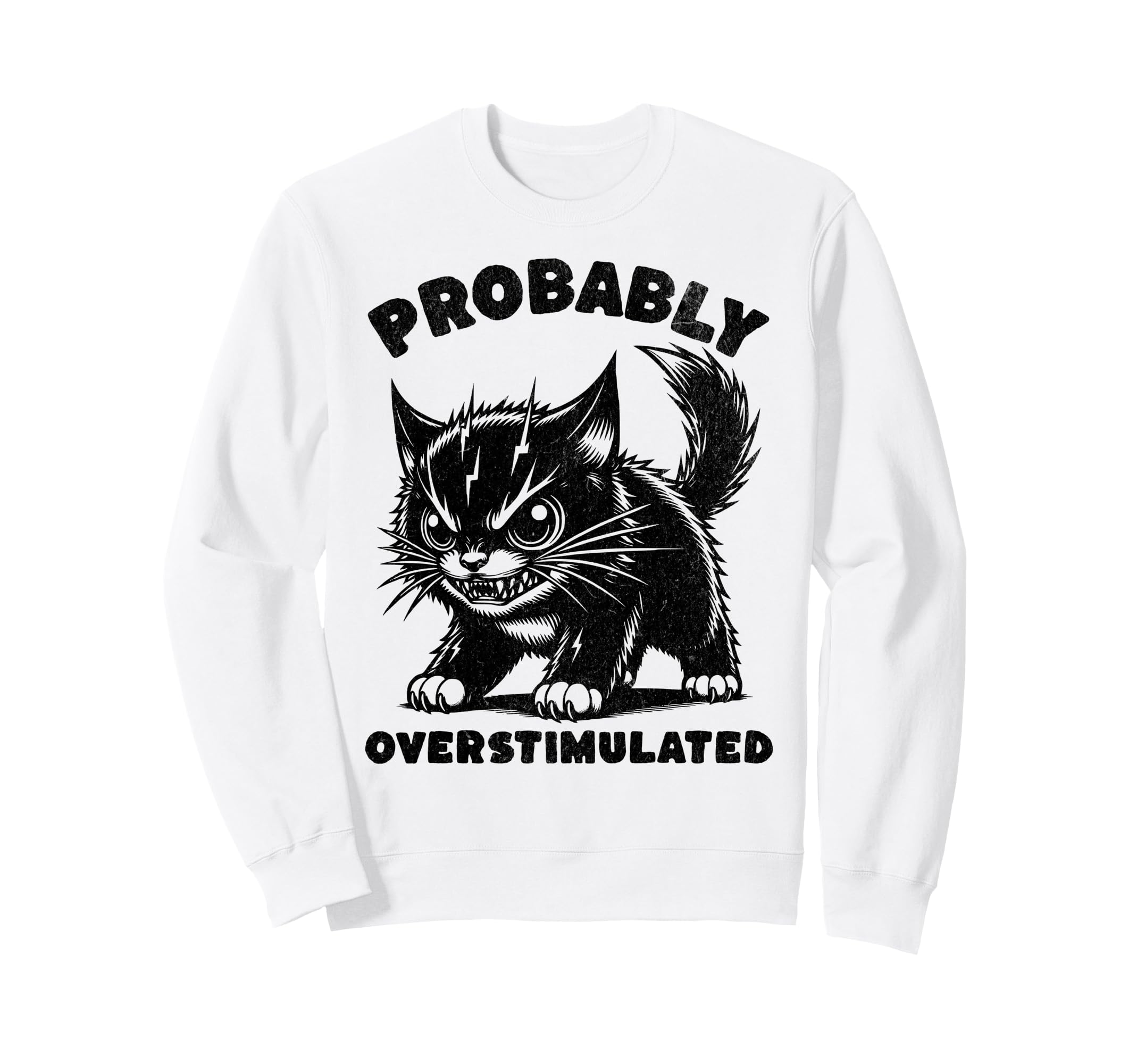 Probably Overstimulated Funny Cat Sweatshirt - Custom Art Print Unisex - T-Shirt, Sweatshirt, Hoodie