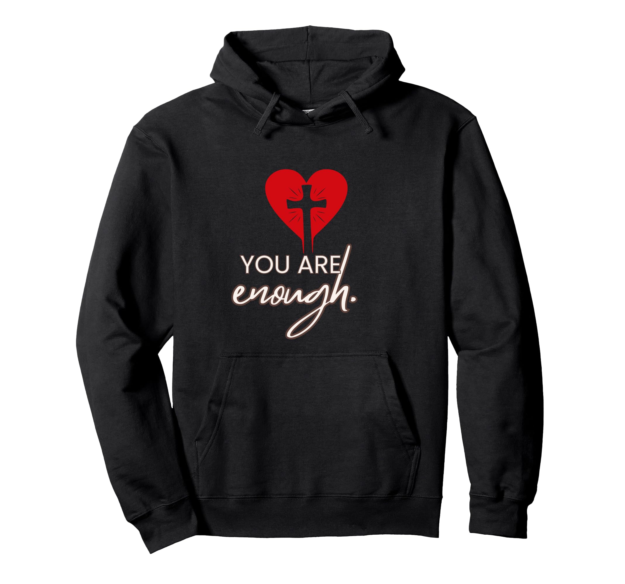You Are Enough Affirmation Red Heart Hoodie - Aesthetic Graphic Unisex - T-Shirt, Sweatshirt, Hoodie