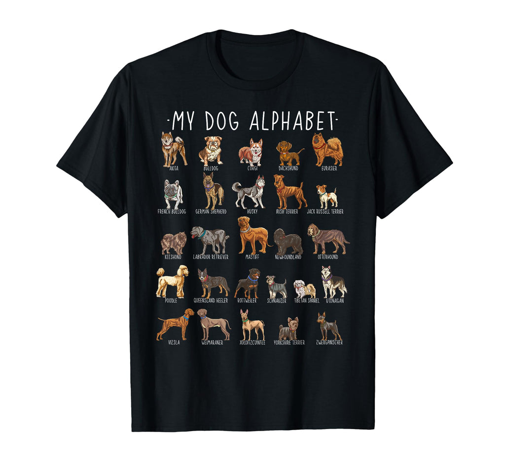 Types Dogs Alphabet Dog Identification T-Shirt - Fun Novelty Design Unisex - T-Shirt, Sweatshirt, Hoodie