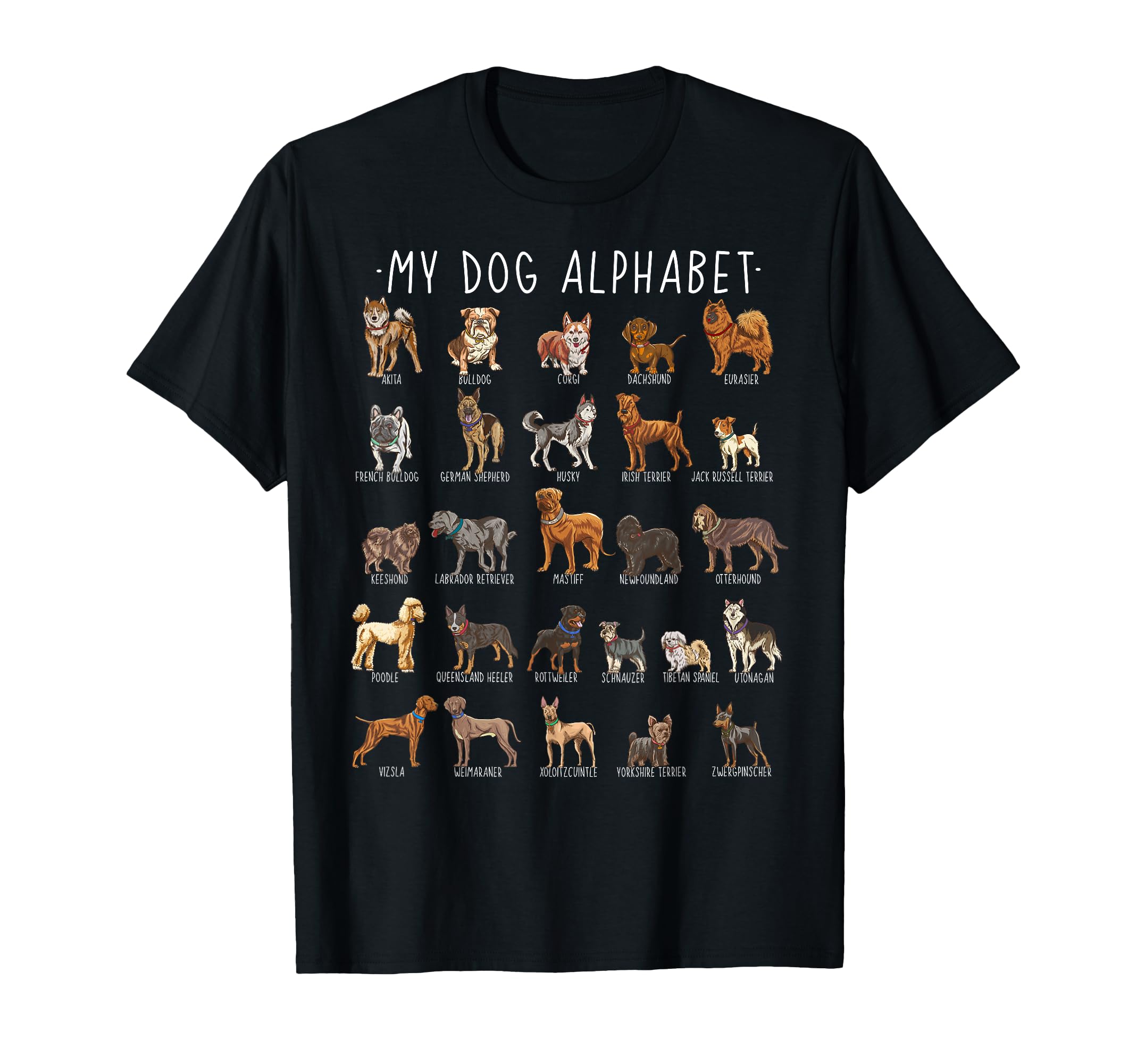 Types Dogs Alphabet Dog Identification T-Shirt - Fun Novelty Design Unisex - T-Shirt, Sweatshirt, Hoodie