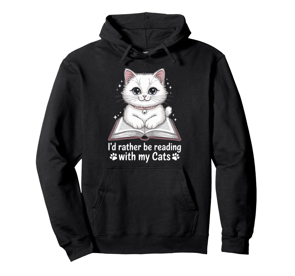 Library Cat Book Lover Bookworm Hoodie - Custom Art Print Unisex - T-Shirt, Sweatshirt, Hoodie