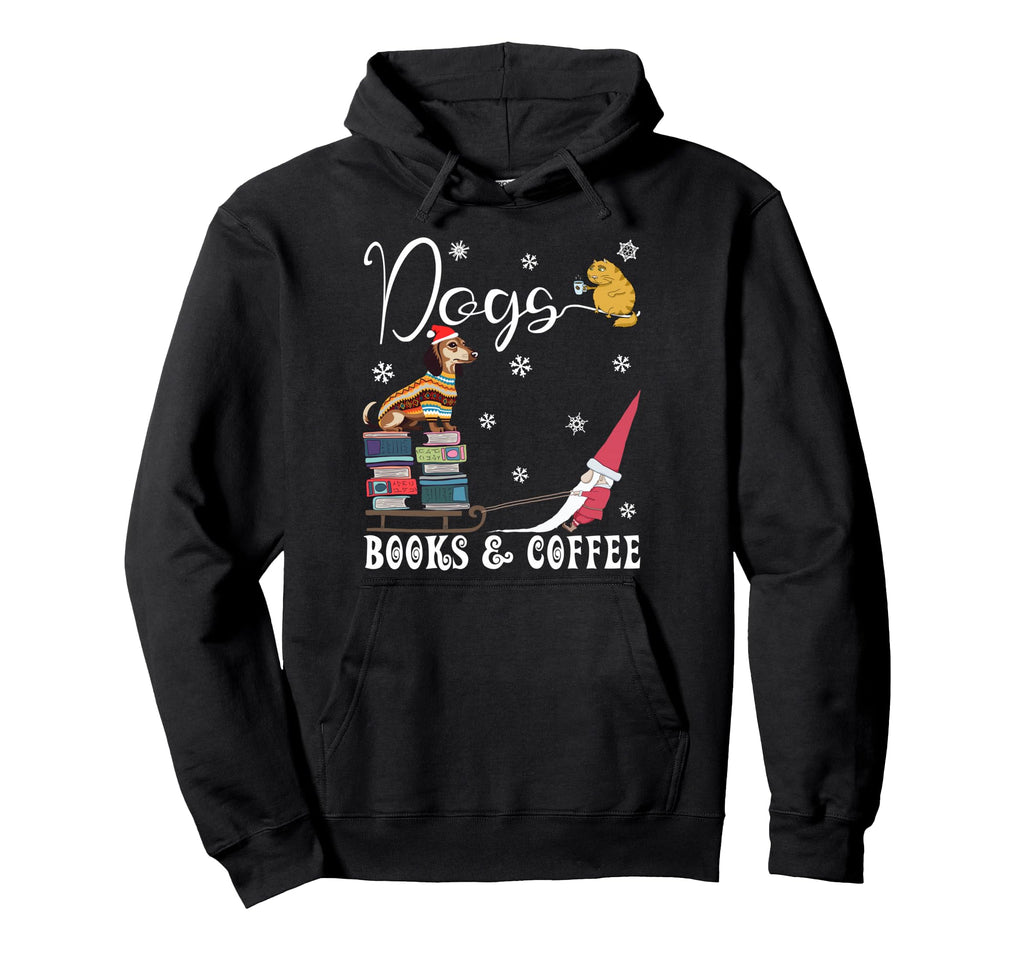 Dogs Books Coffee Dachshund Books Hoodie - Streetwear Style for Adults - T-Shirt, Sweatshirt, Hoodie