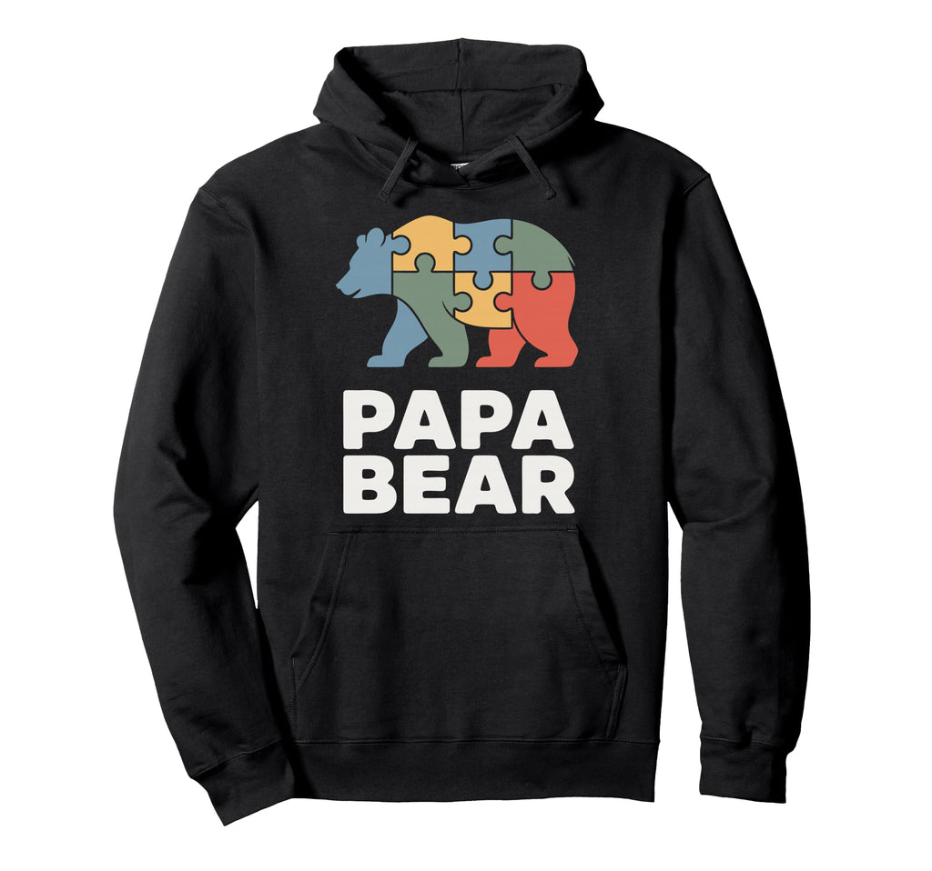 Autism Dad Papa Bear Autistic Child Hoodie - Minimalist Print for Adults - T-Shirt, Sweatshirt, Hoodie