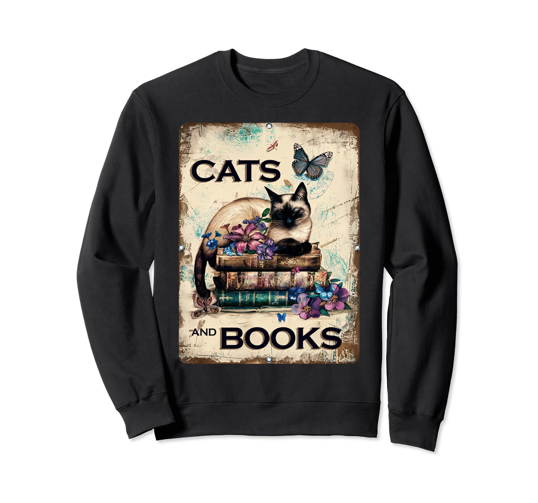 Cats And Books Bookish Reading Teacher Sweatshirt - Unique Graphic Unisex - T-Shirt, Sweatshirt, Hoodie