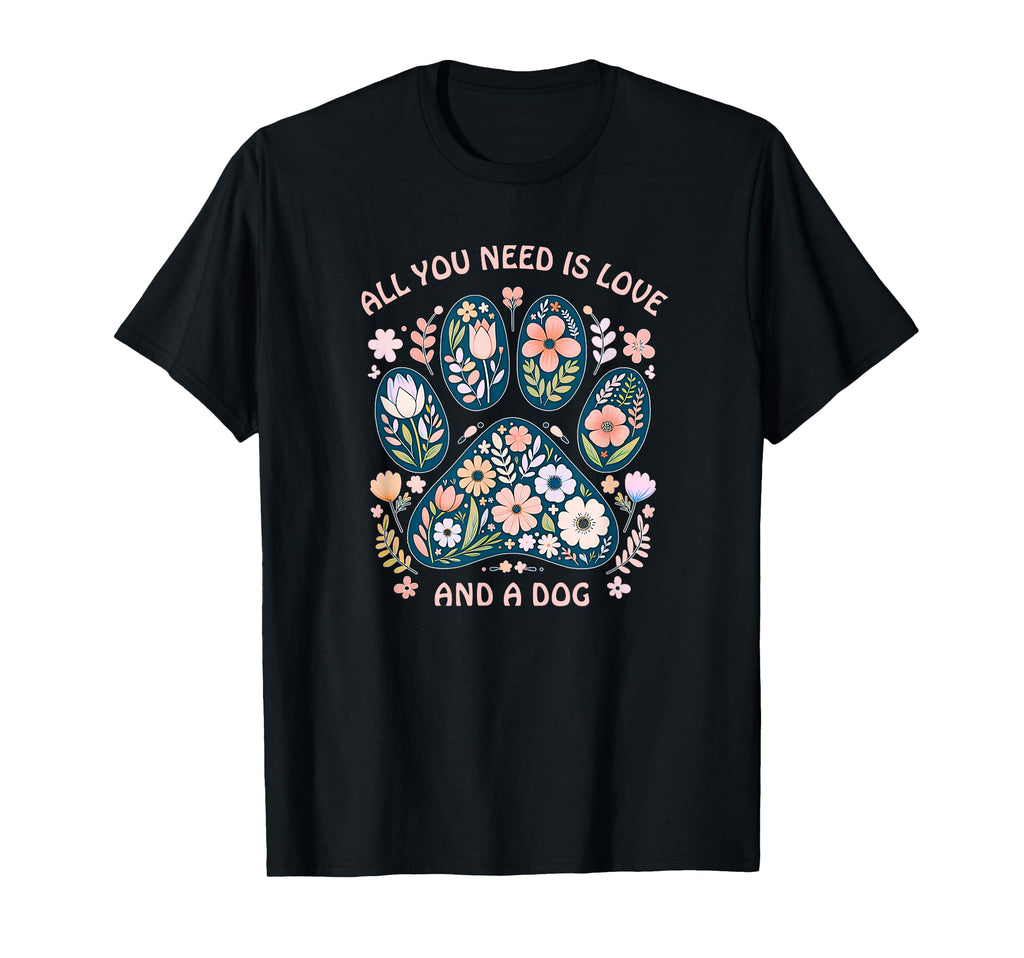 Floral Dog Paw T-Shirt - Aesthetic Graphic Unisex - T-Shirt, Sweatshirt, Hoodie