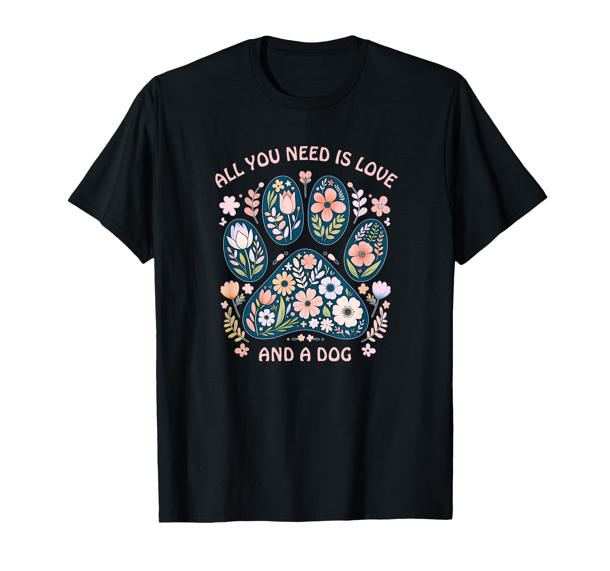 Floral Dog Paw T-Shirt - Aesthetic Graphic Unisex - T-Shirt, Sweatshirt, Hoodie