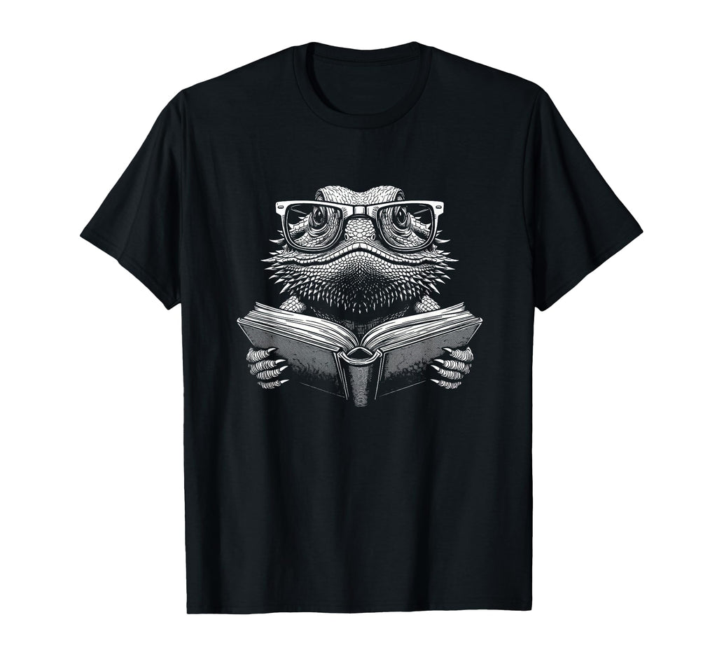 Funny Bearded Dragon Reading T-Shirt - Casual Everyday Wear for Adults - T-Shirt, Sweatshirt, Hoodie