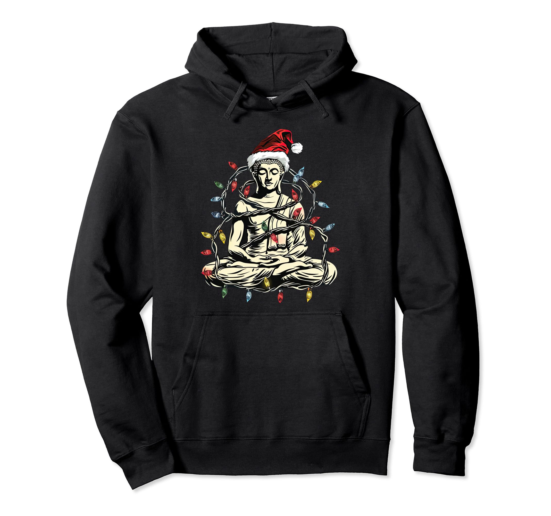 Funny Meditation Buddha Santa Hat Hoodie - Minimalist Print Men Women - T-Shirt, Sweatshirt, Hoodie