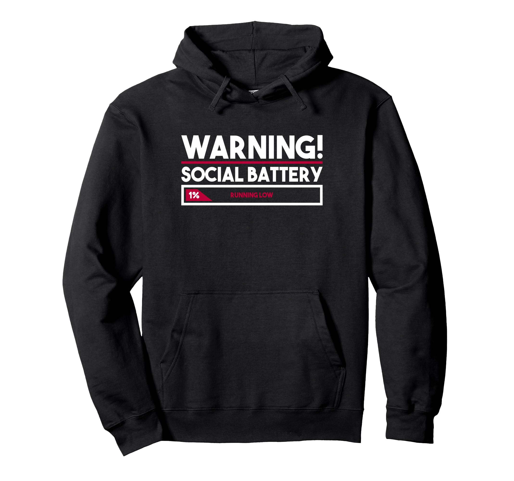 Warning Introverting Social Battery Hoodie - Aesthetic Graphic Men Women - T-Shirt, Sweatshirt, Hoodie