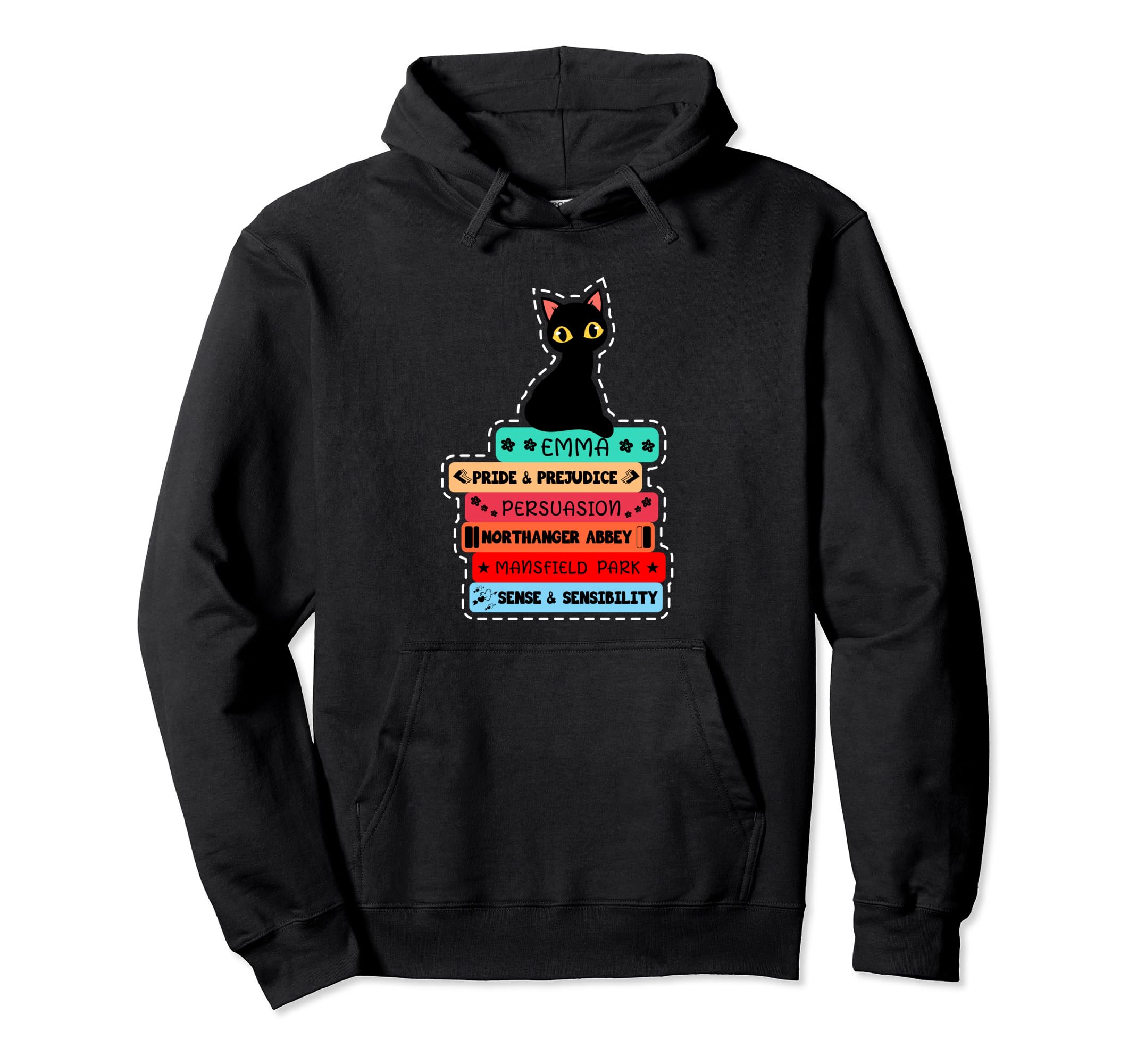 Jane Austen Book Stack Funny Literary Hoodie - Unique Graphic Unisex - T-Shirt, Sweatshirt, Hoodie