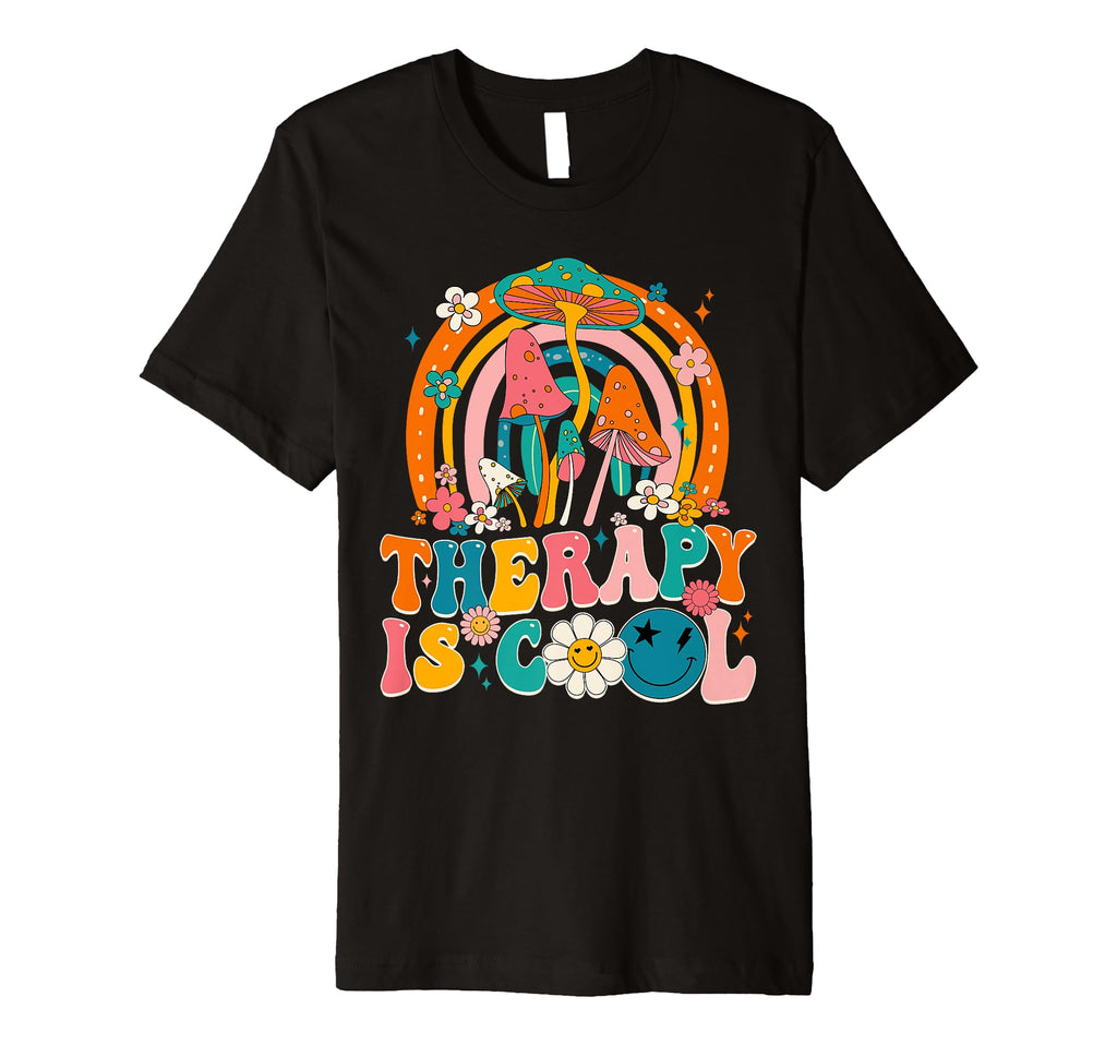 Groovy Therapy Is Mental Health Matters T-Shirt - Graphic Print Unisex - T-Shirt, Sweatshirt, Hoodie