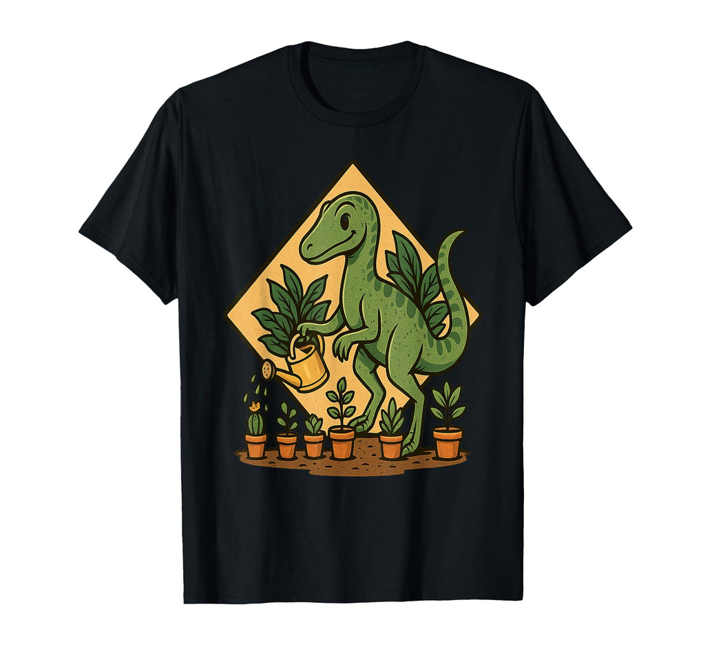 Velociraptor Watering Plants Self Care T-Shirt - Fun Novelty Design Unisex - T-Shirt, Sweatshirt, Hoodie