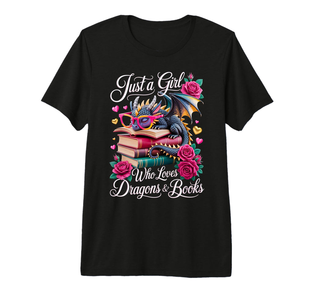 Just Who Loves Dragons And Books Adorable T-Shirt - Graphic Print Unisex - T-Shirt, Sweatshirt, Hoodie