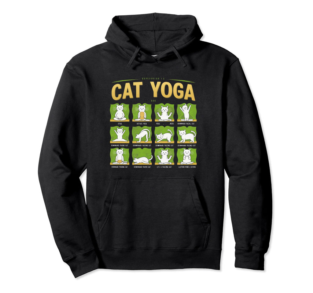 Cat Yoga Poses Cats Practicing Hoodie - Aesthetic Graphic Unisex - T-Shirt, Sweatshirt, Hoodie