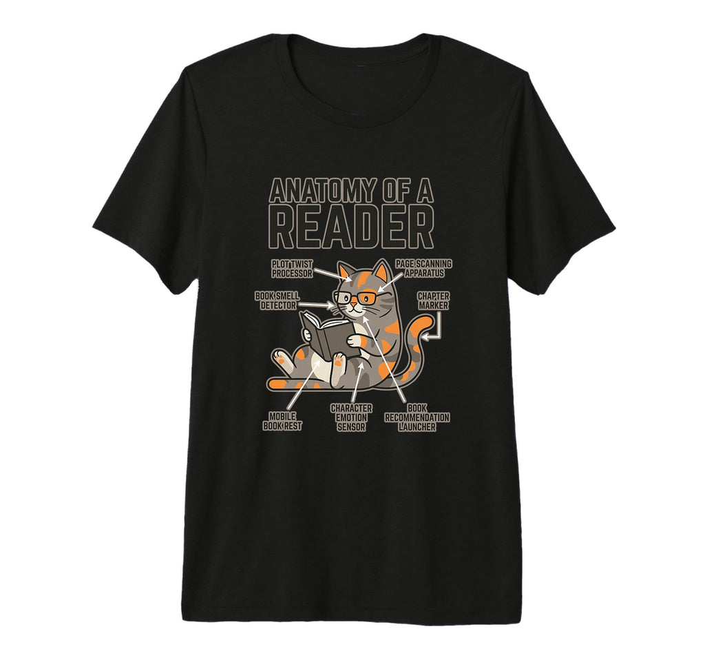 Funny Bookish Cat Anatomy Reader T-Shirt - Novelty Apparel Men Women - T-Shirt, Sweatshirt, Hoodie