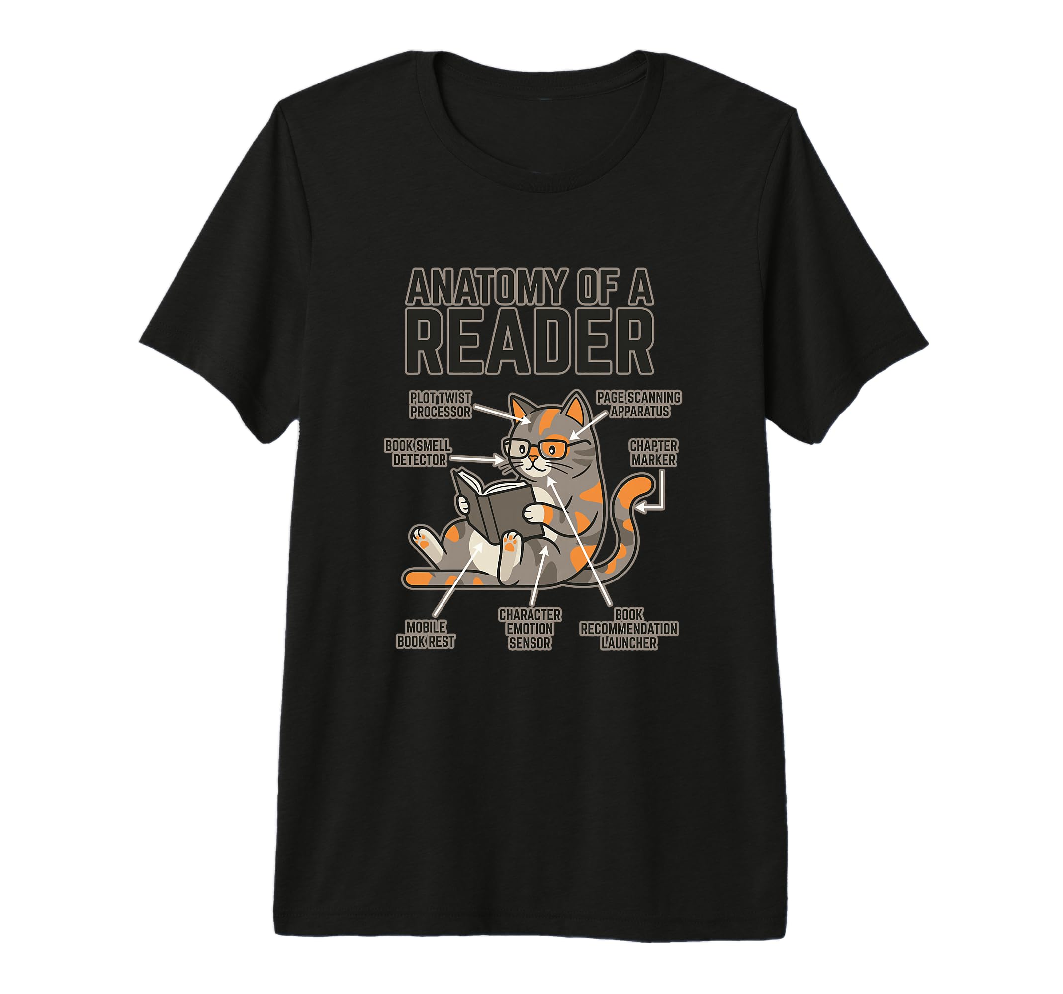 Funny Bookish Cat Anatomy Reader T-Shirt - Novelty Apparel Men Women - T-Shirt, Sweatshirt, Hoodie