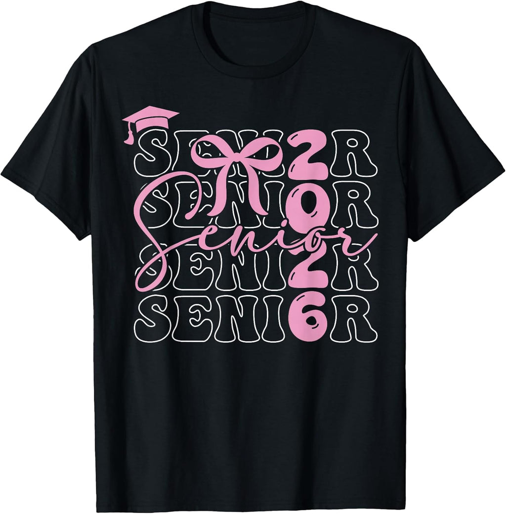 Senior 2026 Class of 2026 Coquette Pink Bow Graduation 2026 T-Shirt Unisex T-shirt, Sweatshirt, Hoodie, Long Sleeve Tee - T-Shirt, Sweatshirt, Hoodie