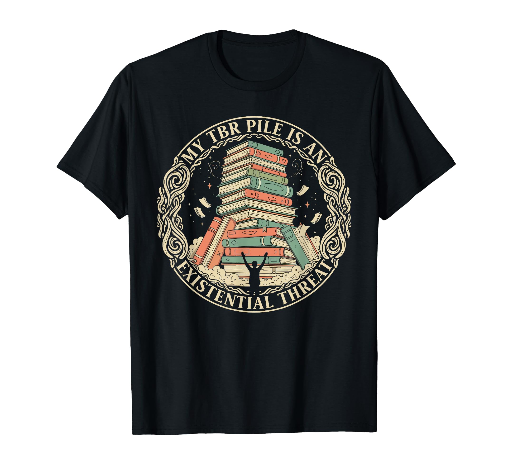 Bibliophile Bookshelf Overwhelm T-Shirt - Trendy Graphic for Adults - T-Shirt, Sweatshirt, Hoodie