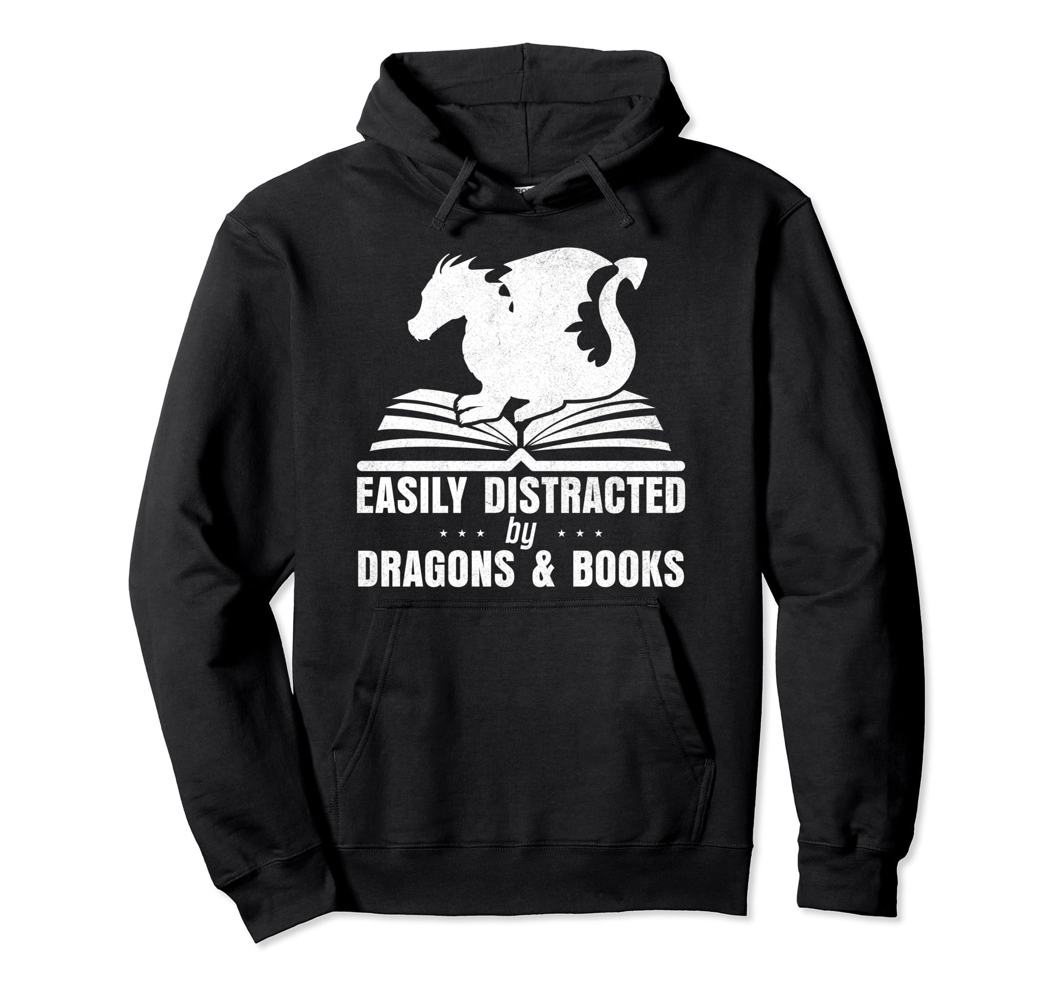 Easily Distracted Dragons And Books Lover Hoodie - Graphic Print for Adults - T-Shirt, Sweatshirt, Hoodie