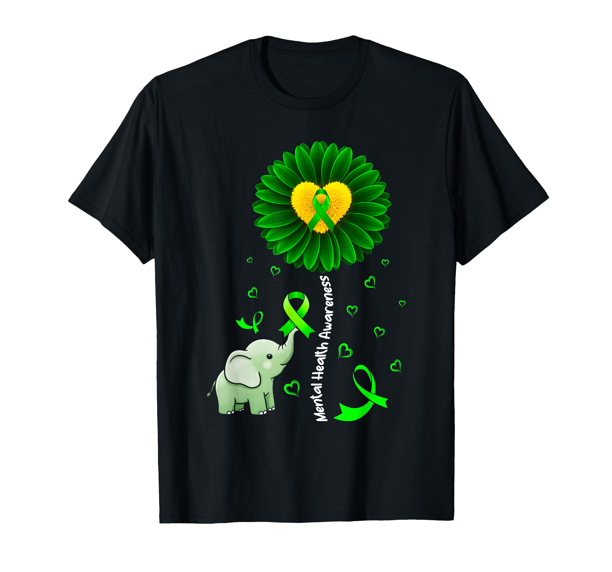 Mental Health Awareness Sunflower Green T-Shirt - Unique Graphic Unisex - T-Shirt, Sweatshirt, Hoodie