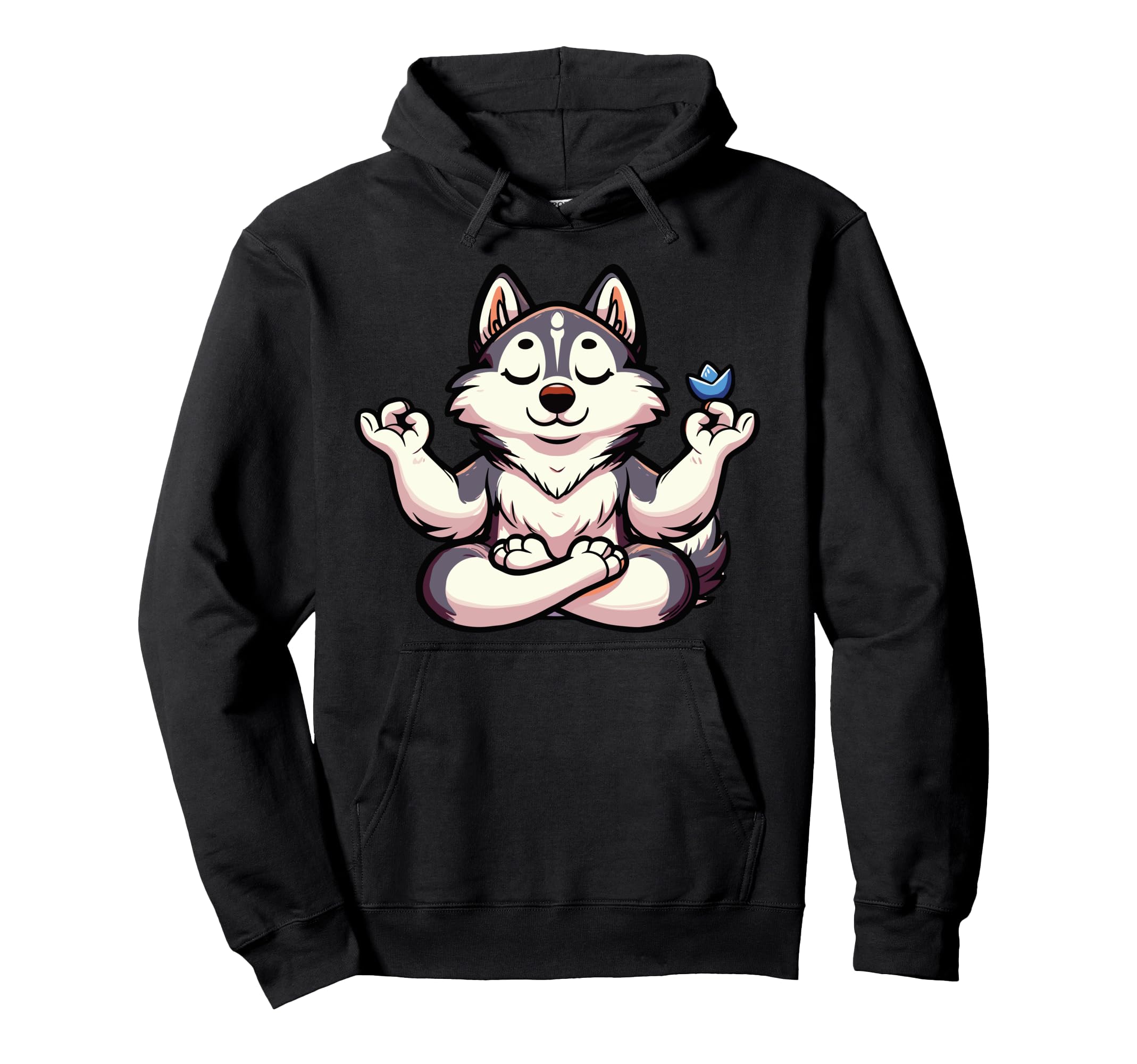 Meditation Huskey Yoga Pose Relaxing Animal Hoodie - Unique Graphic Unisex - T-Shirt, Sweatshirt, Hoodie