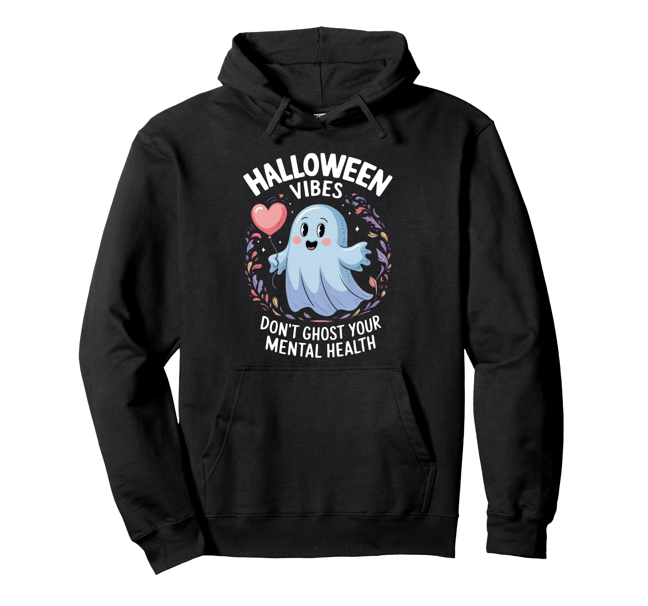 Halloween Vibes Ghost Heart Balloon Hoodie - Novelty Apparel Men Women - T-Shirt, Sweatshirt, Hoodie
