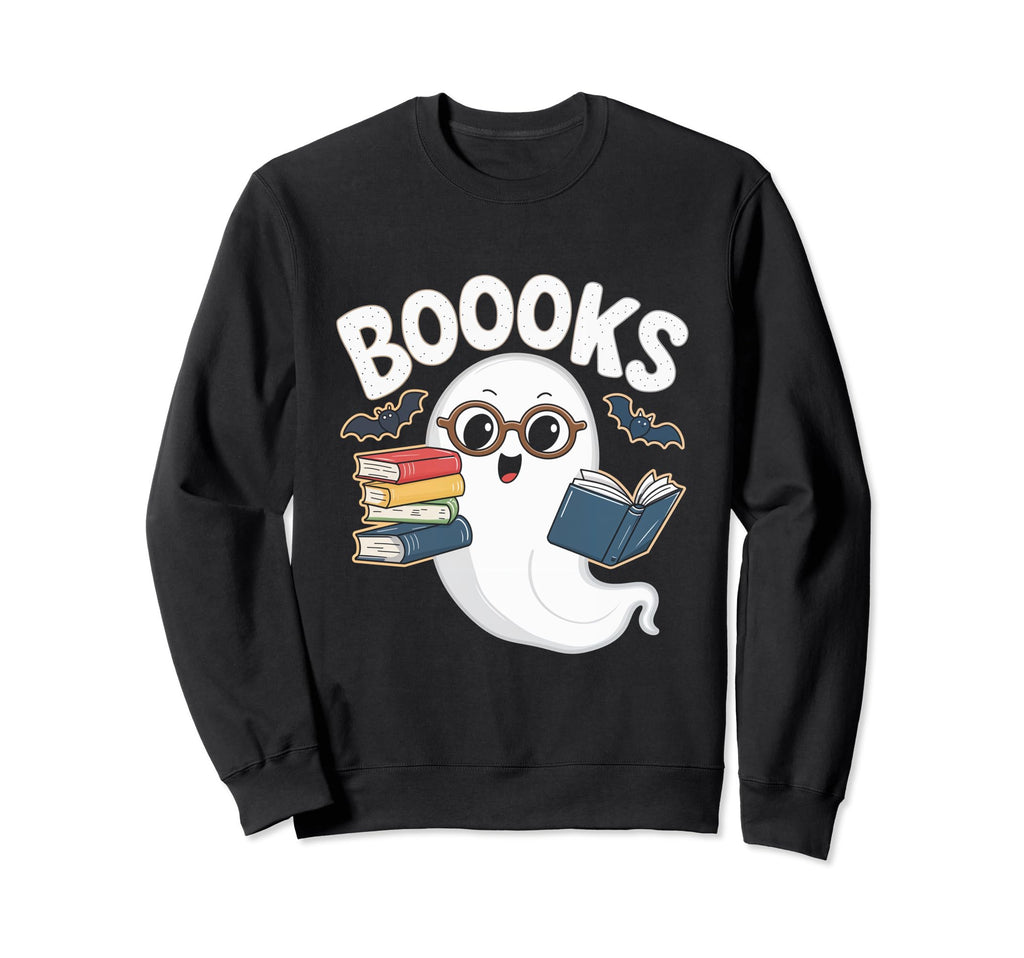 Booooks Ghost Reading Halloween Sweatshirt - Novelty Apparel for Adults - T-Shirt, Sweatshirt, Hoodie