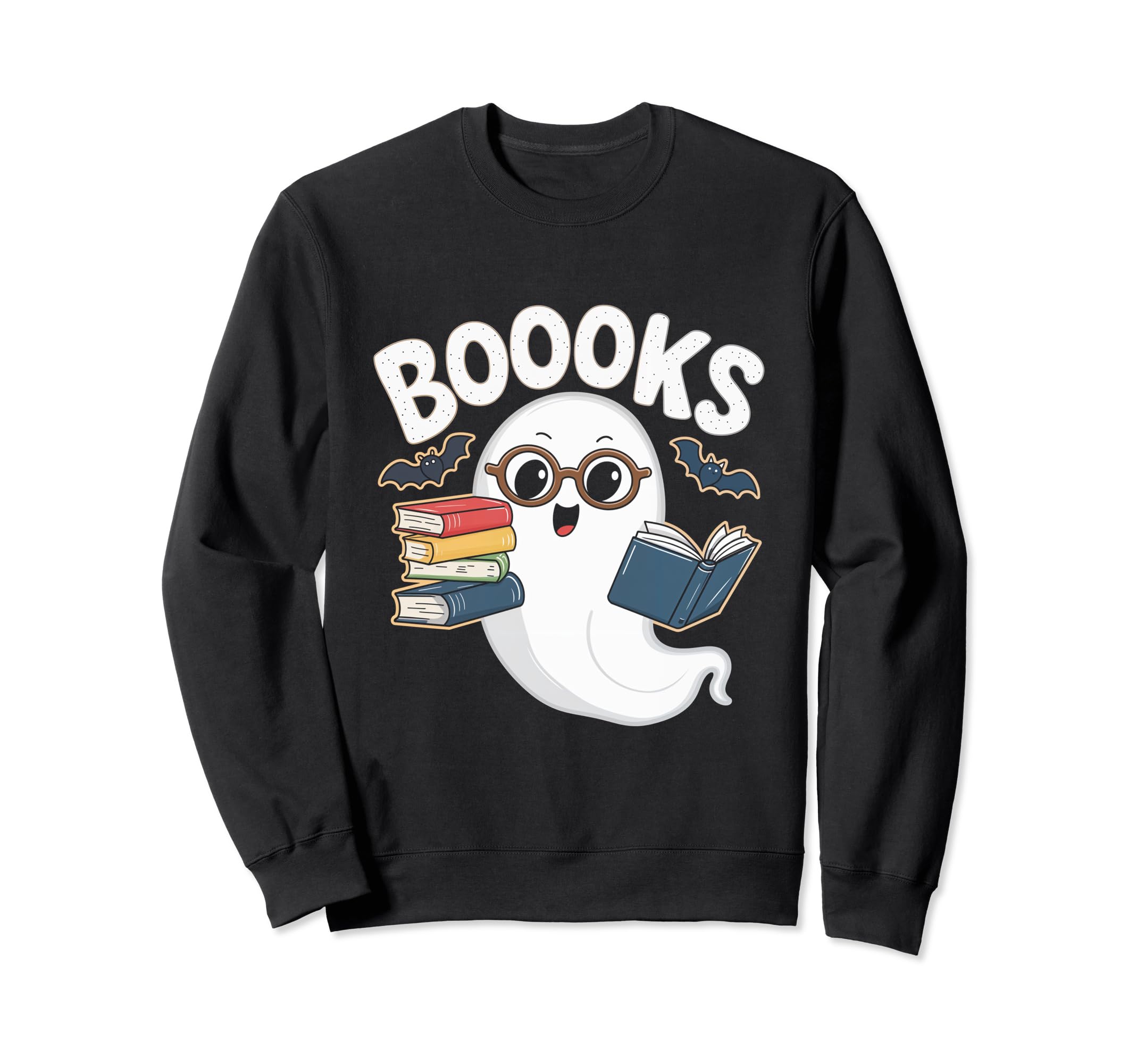 Booooks Ghost Reading Halloween Sweatshirt - Novelty Apparel for Adults - T-Shirt, Sweatshirt, Hoodie