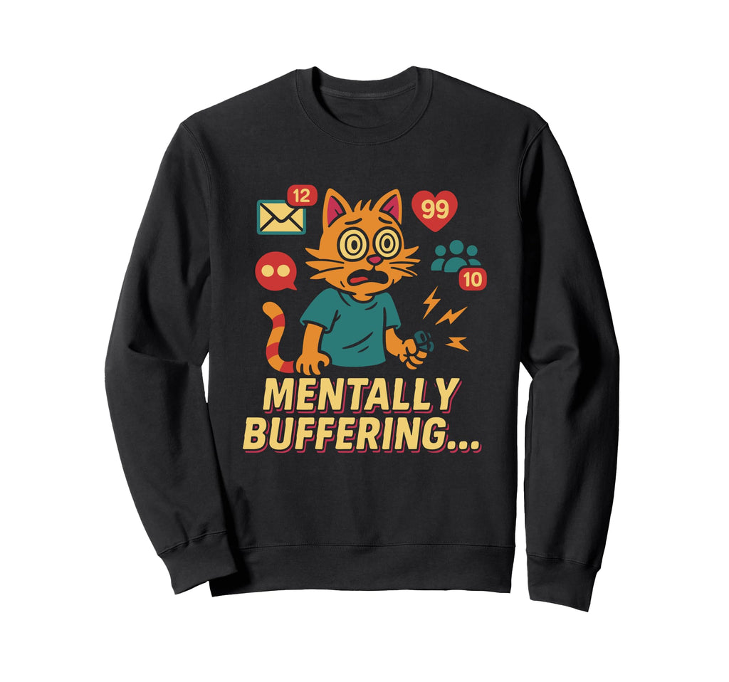 Overstimulated Mentally Buffering Sweatshirt - Aesthetic Graphic Men Women - T-Shirt, Sweatshirt, Hoodie
