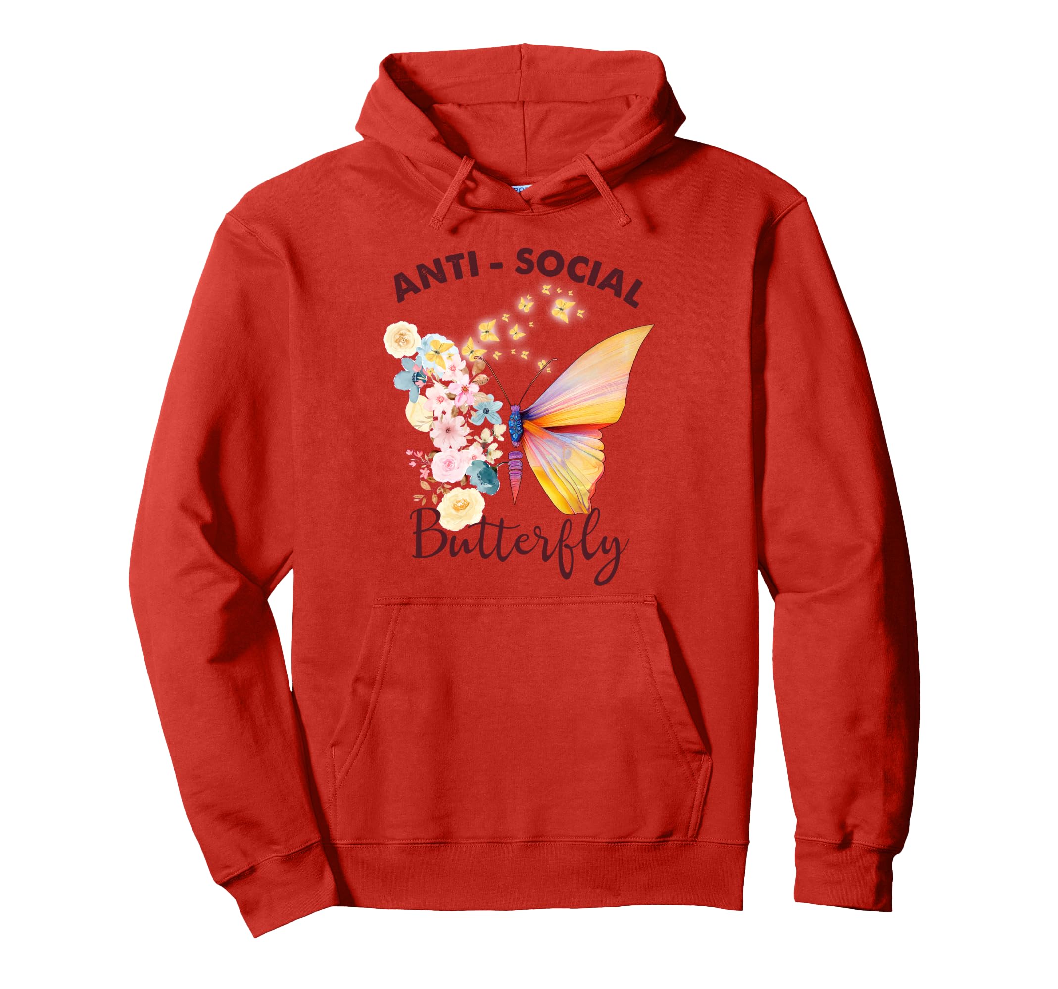 Antisocial Butterfly Introvert Funny Hoodie - Minimalist Print for Adults - T-Shirt, Sweatshirt, Hoodie