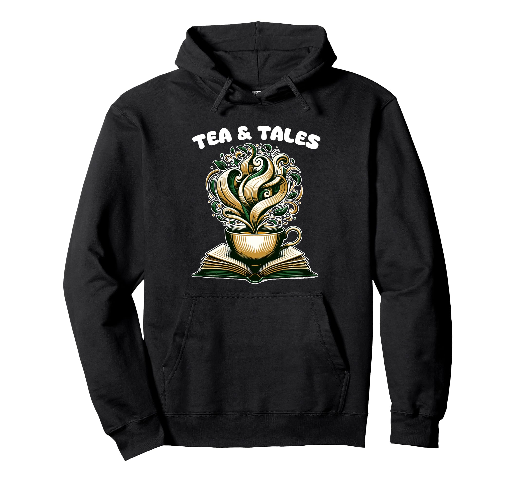 Tea And Tales Reading Tea Book Lover Hoodie - Aesthetic Graphic for Adults - T-Shirt, Sweatshirt, Hoodie
