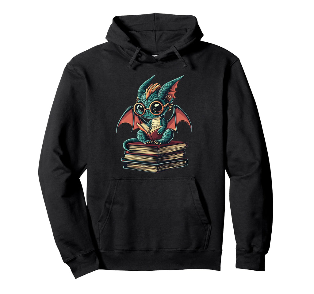 Nerdy Dragon Fantasy Bookish Bibliophile Hoodie - Unique Graphic Unisex - T-Shirt, Sweatshirt, Hoodie