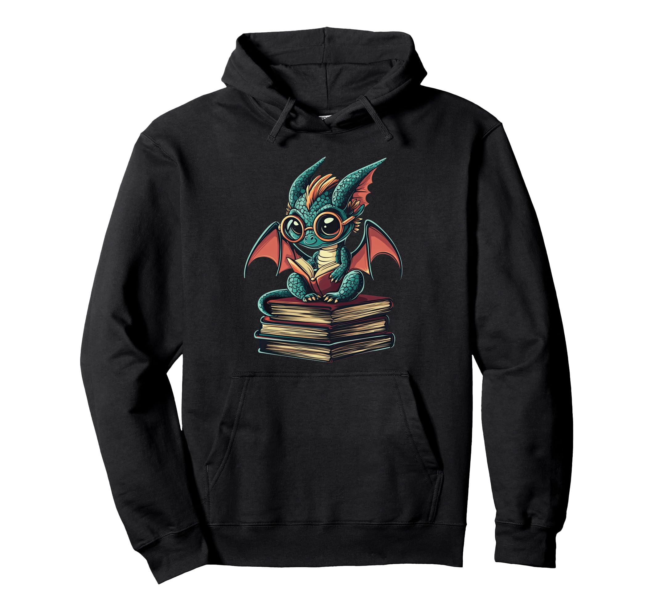 Nerdy Dragon Fantasy Bookish Bibliophile Hoodie - Unique Graphic Unisex - T-Shirt, Sweatshirt, Hoodie