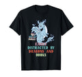 Easily Distracted Dragon And Books Funny T-Shirt - Custom Art Print Unisex - T-Shirt, Sweatshirt, Hoodie