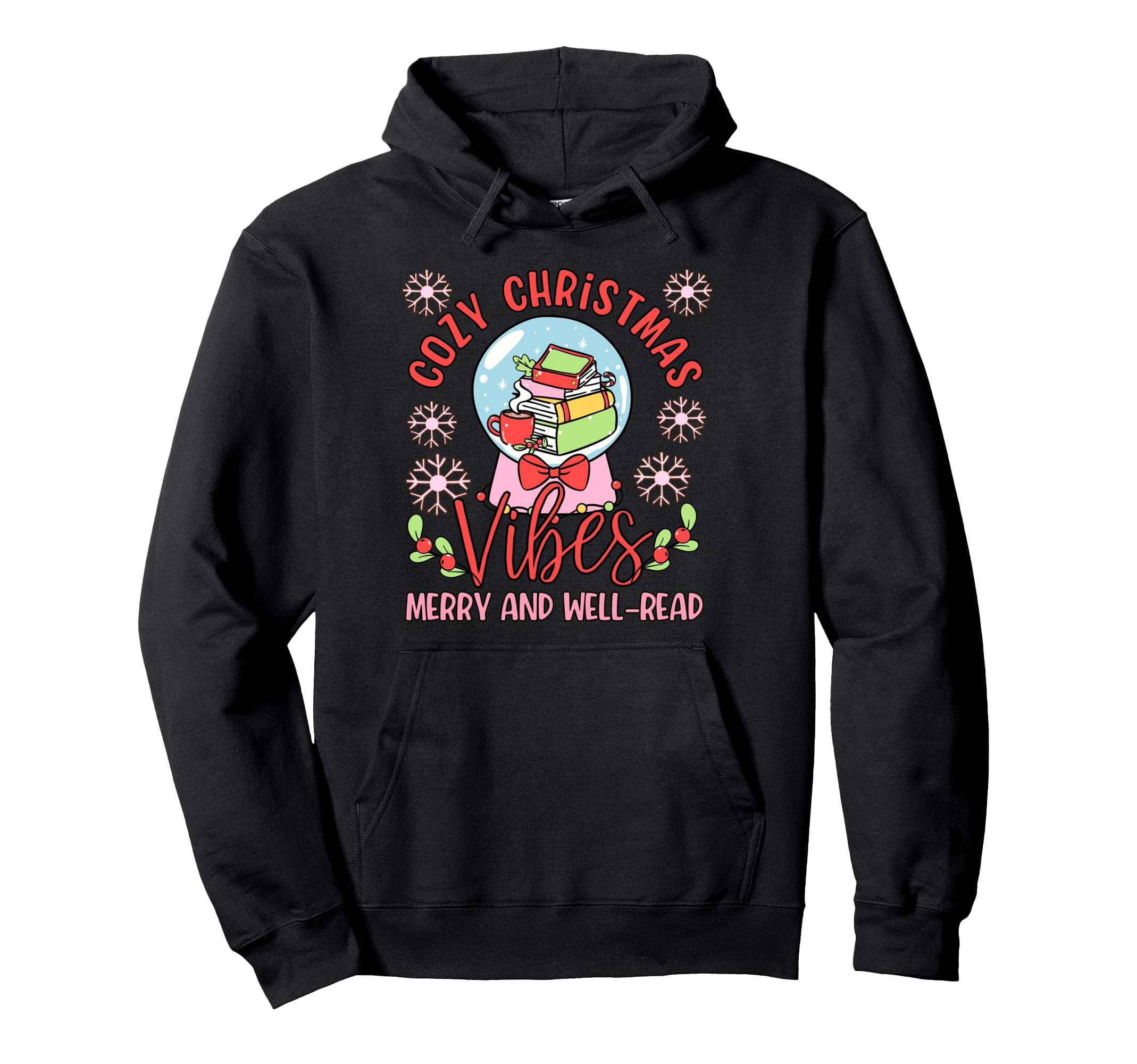 Cozy Vibes Snow Globe And Books Hoodie - Minimalist Print Unisex - T-Shirt, Sweatshirt, Hoodie
