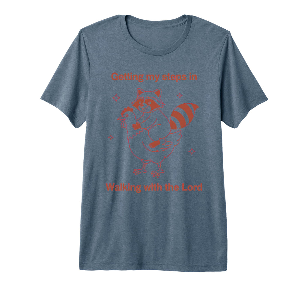 Getting My Steps Walking Lord Raccoon T-Shirt - Unique Graphic for Adults - T-Shirt, Sweatshirt, Hoodie