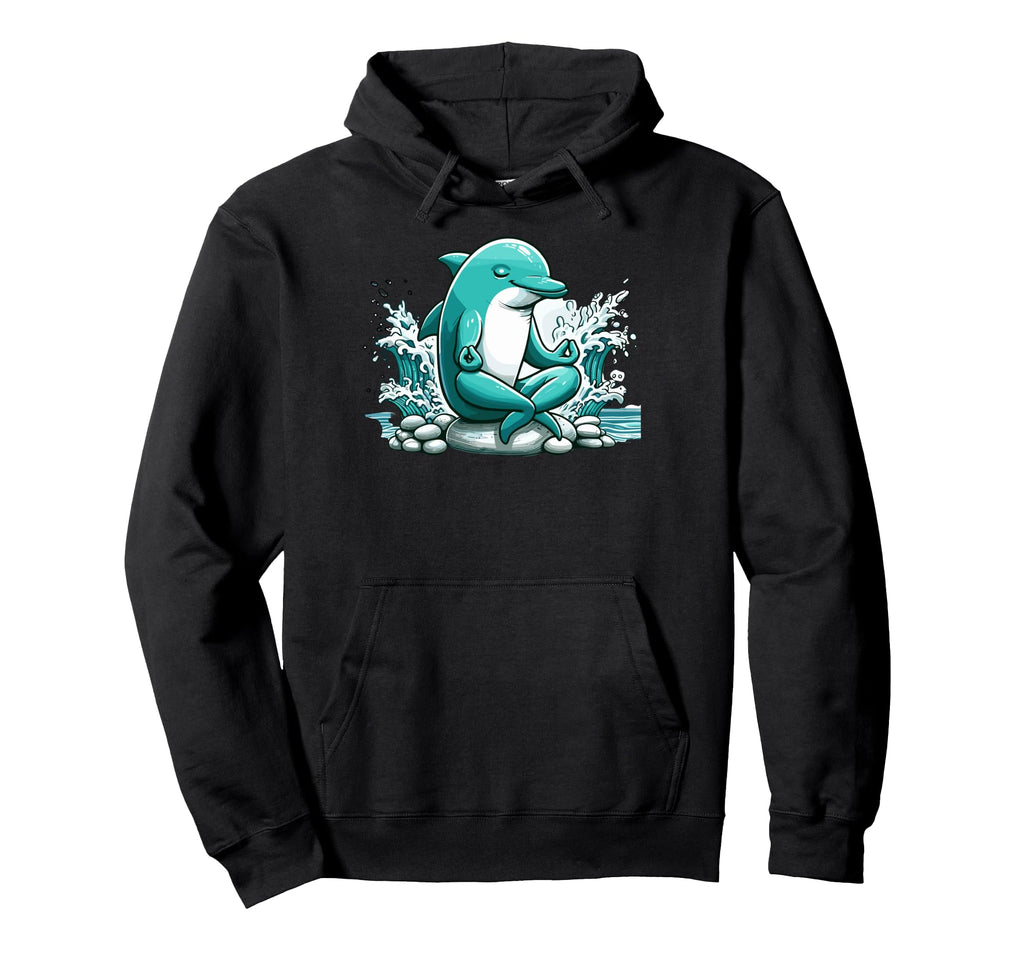 Meditation Dolphin Yoga Pose Relaxing Hoodie - Aesthetic Graphic Unisex - T-Shirt, Sweatshirt, Hoodie