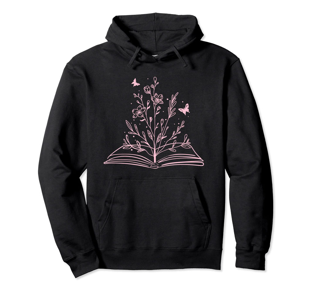 Floral Flower Book Reading Bookworm Nerd Hoodie - Custom Art Print Unisex - T-Shirt, Sweatshirt, Hoodie
