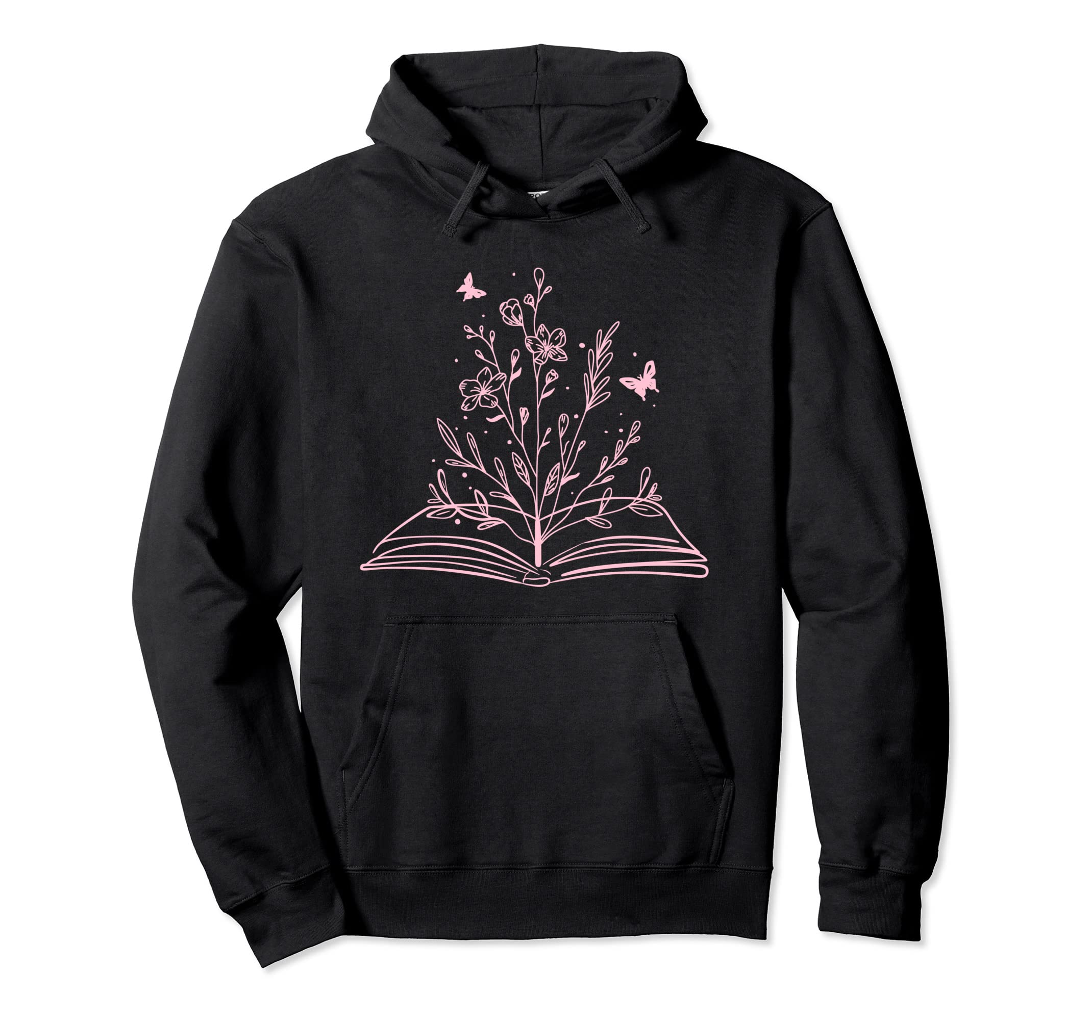 Floral Flower Book Reading Bookworm Nerd Hoodie - Custom Art Print Unisex - T-Shirt, Sweatshirt, Hoodie