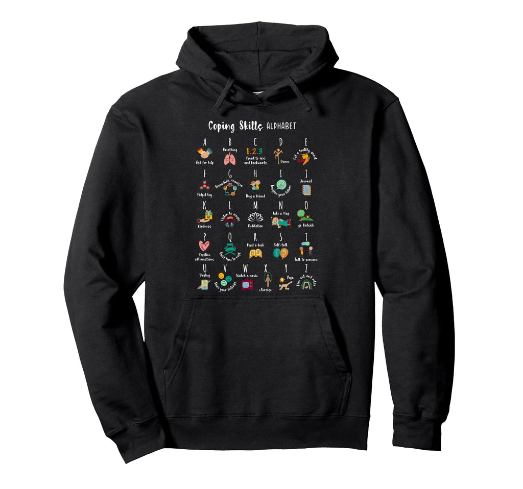 Abc Coping Skills Alphabet Self Care Hoodie - Aesthetic Graphic Men Women - T-Shirt, Sweatshirt, Hoodie