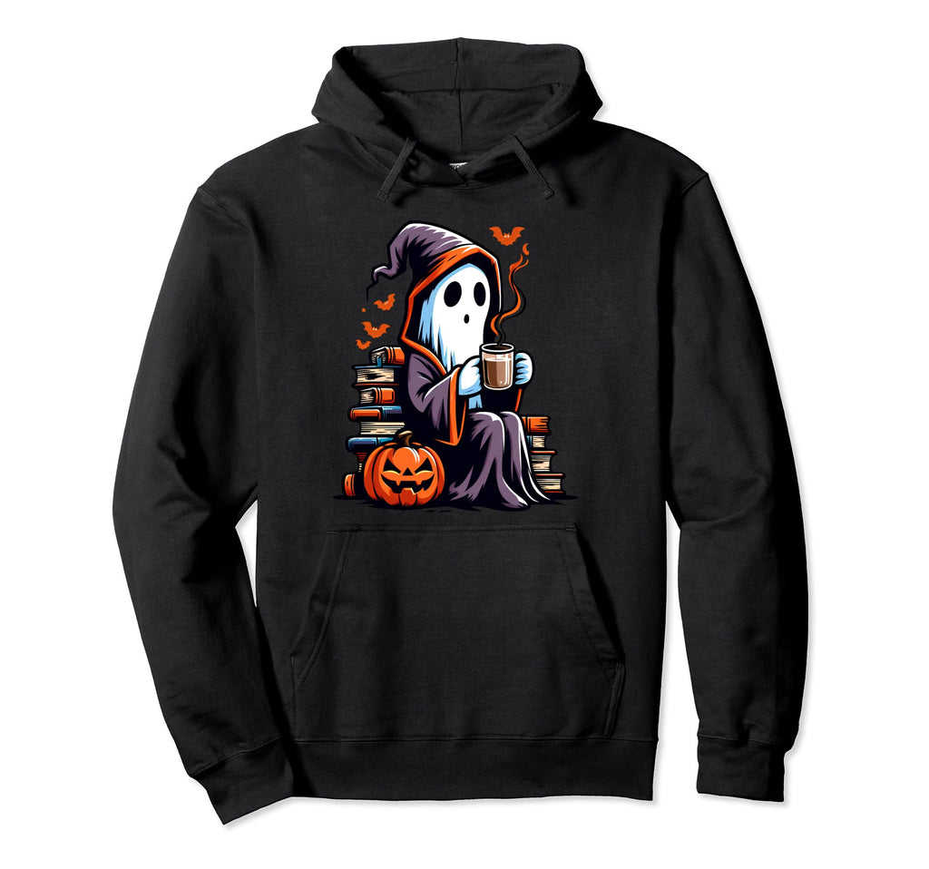 Funny Ghost Drinking Coffee Ghost Hoodie - Casual Everyday Wear Unisex - T-Shirt, Sweatshirt, Hoodie