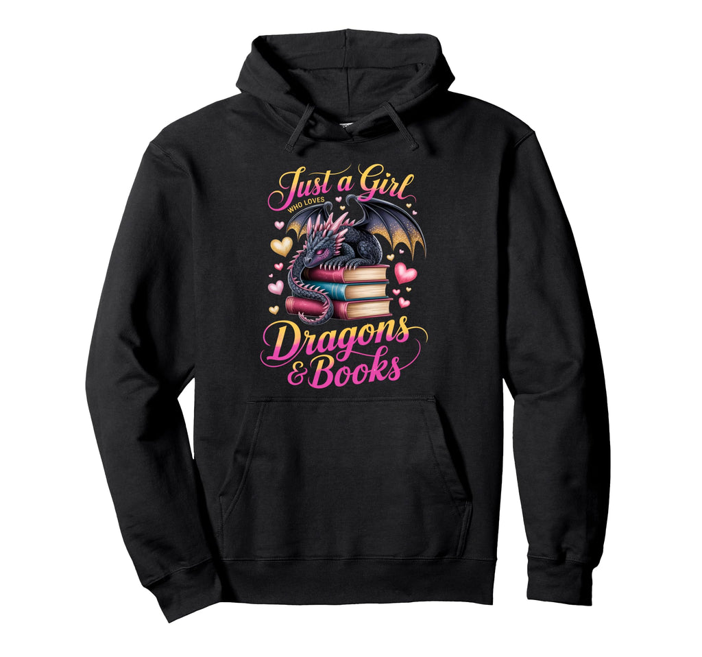 Just Who Loves Dragons And Books Dragon Hoodie - Unique Graphic Men Women - T-Shirt, Sweatshirt, Hoodie