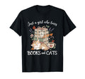 Pretty Just Who Loves Books And Cats T-Shirt - Streetwear Style Men Women - T-Shirt, Sweatshirt, Hoodie