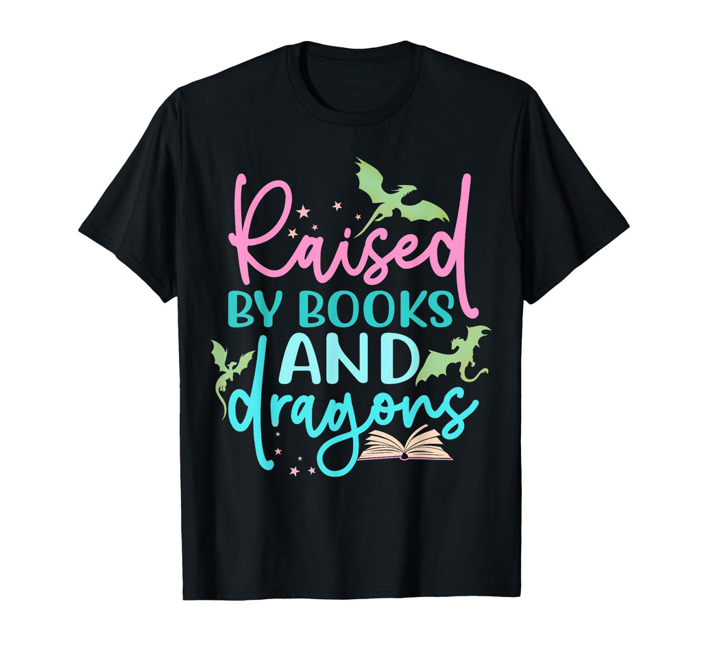 Raised Books And Dragons Fantasy Book T-Shirt - Custom Art Print Men Women - T-Shirt, Sweatshirt, Hoodie