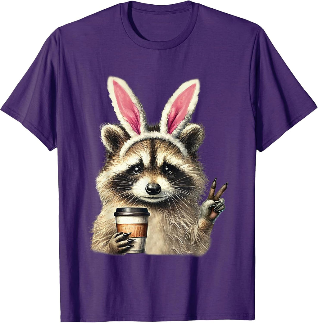 Funny Raccoon Iced Coffee Easter Bunny Easter Tees Unisex T-shirt, Sweatshirt, Hoodie, Long Sleeve Tee - T-Shirt, Sweatshirt, Hoodie