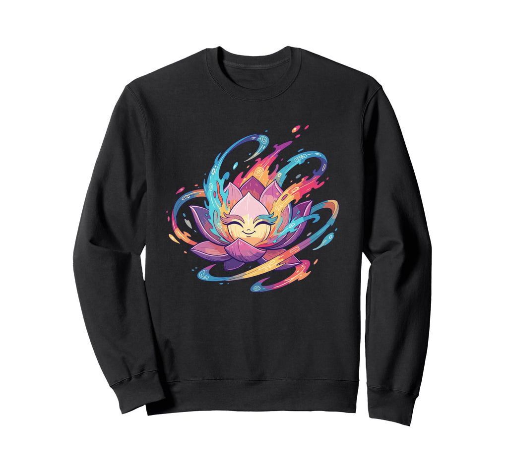 Smiling Lotus Flower Kawaii Meditation Sweatshirt - Novelty Apparel Unisex - T-Shirt, Sweatshirt, Hoodie