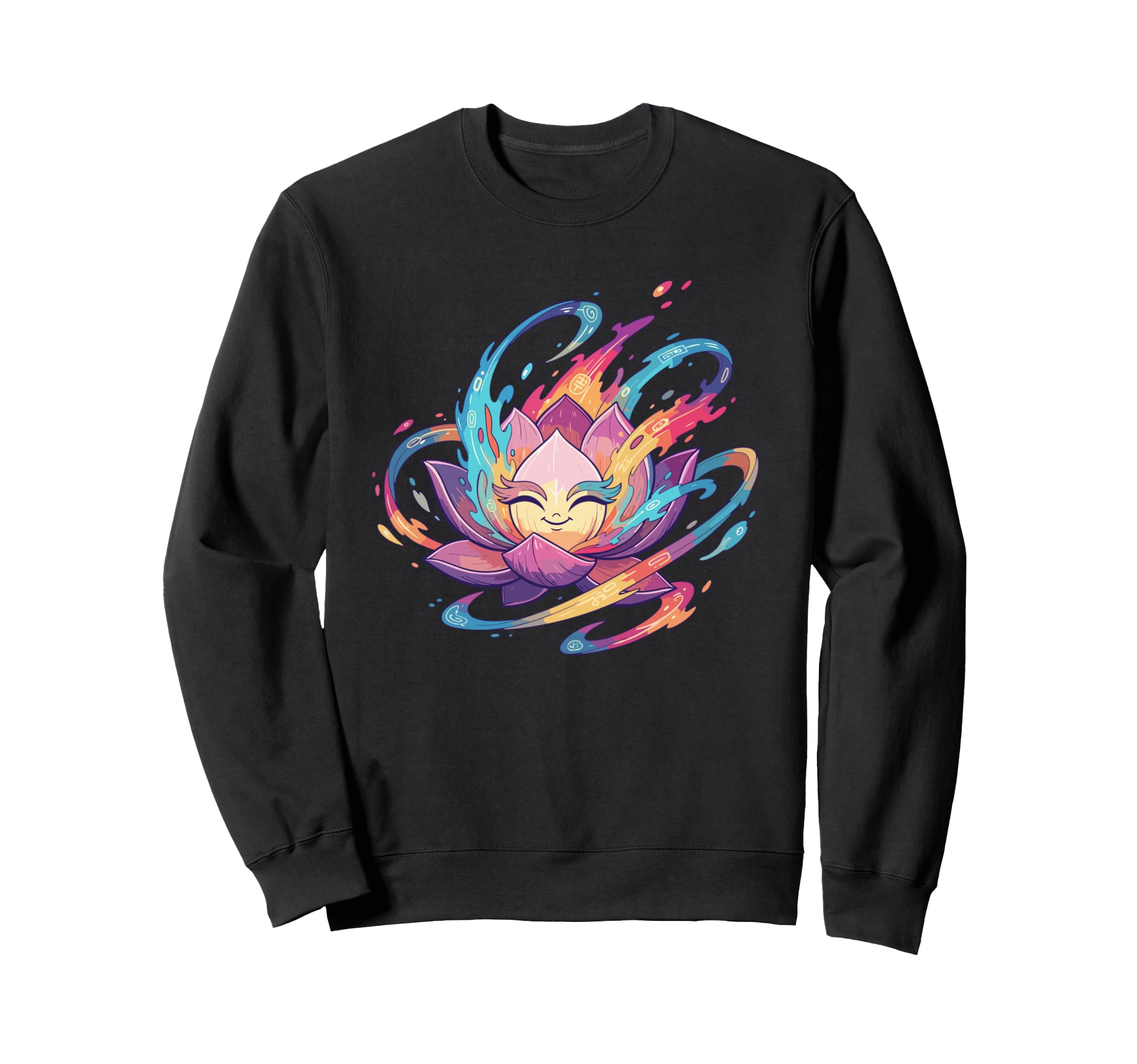 Smiling Lotus Flower Kawaii Meditation Sweatshirt - Novelty Apparel Unisex - T-Shirt, Sweatshirt, Hoodie