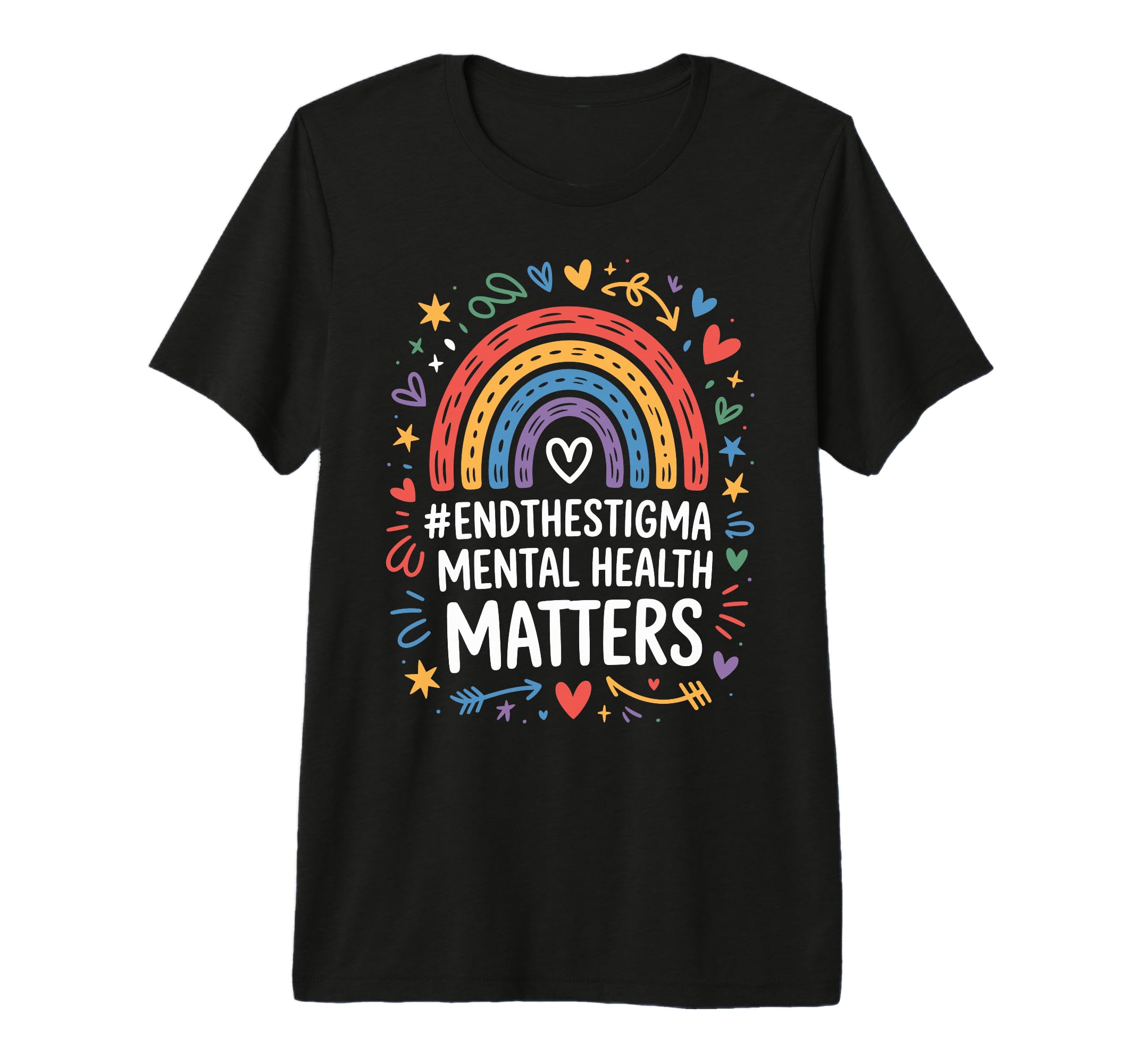 End Stigma Mental Health Matters Rainbow T-Shirt - Novelty Apparel Unisex - T-Shirt, Sweatshirt, Hoodie