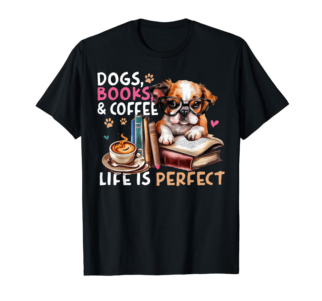 Dog Mom Dad Dogs Books Coffee Mens Womens T-Shirt - Minimalist Print Unisex - T-Shirt, Sweatshirt, Hoodie