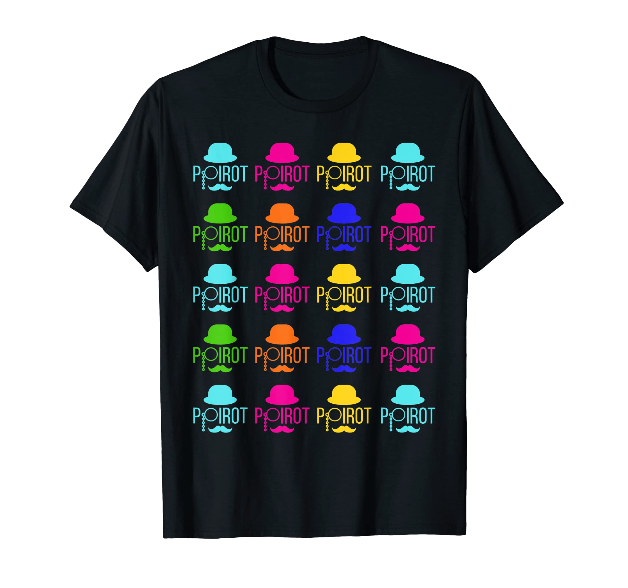Poirot Color Hat Mustache T-Shirt - Fun Novelty Design for Adults - T-Shirt, Sweatshirt, Hoodie